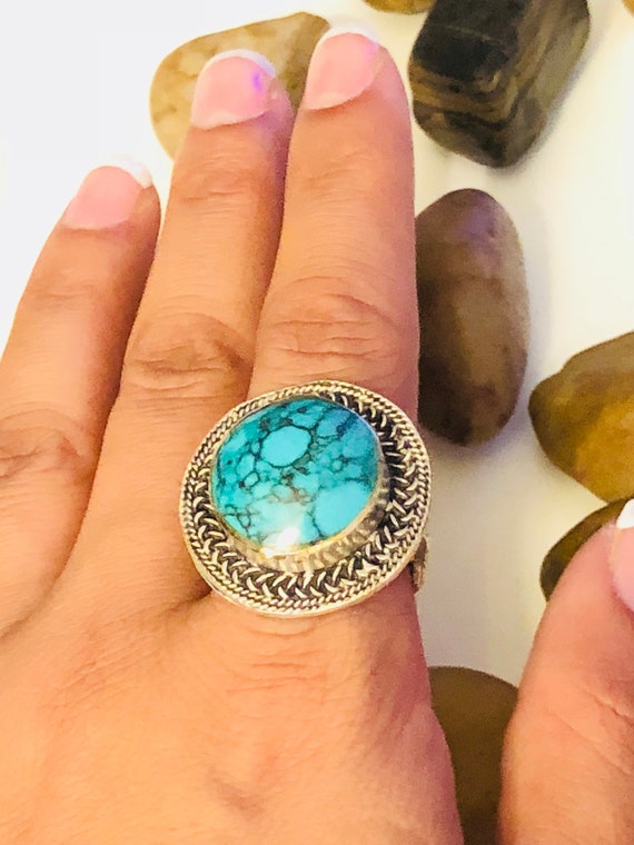 Afghan stunning green turquoise ring - Gypsy Afgha