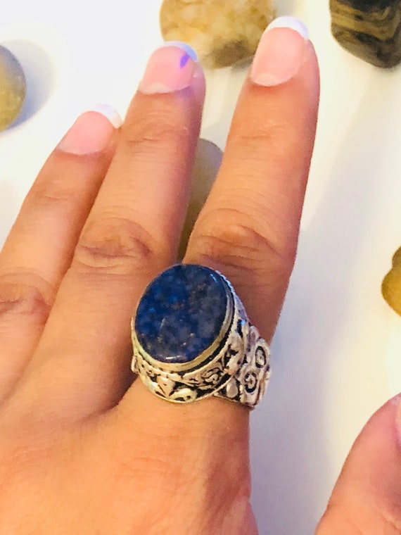 Afghan Kuchi ring- Lapis Lazuli Stone Jewelry- Boh