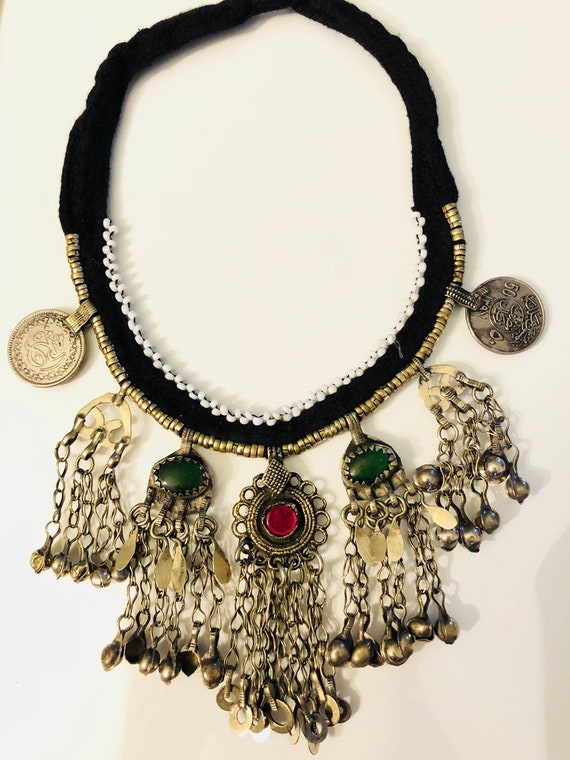 Afghan massive pendant necklace - boho tribal nec… - image 3
