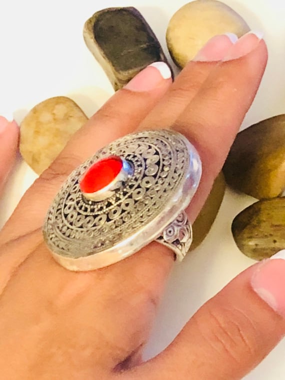 Bague turquoise bijoux afghans bijoux boho bijoux gitans allemand argent vintage TAILLE 9 5 Etsy France