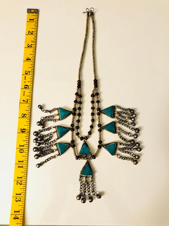 Turquoise Cassidy Bib Necklace- Afghan Tribal Jew… - image 2