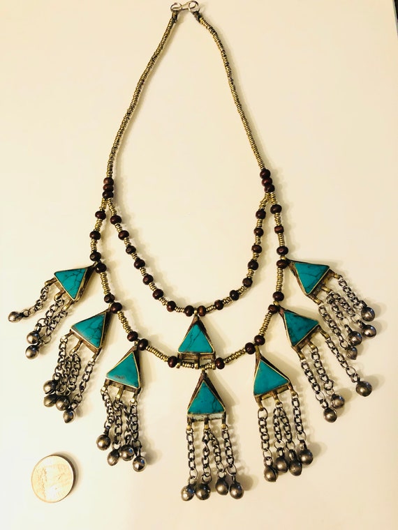 Turquoise Cassidy Bib Necklace- Afghan Tribal Jew… - image 3