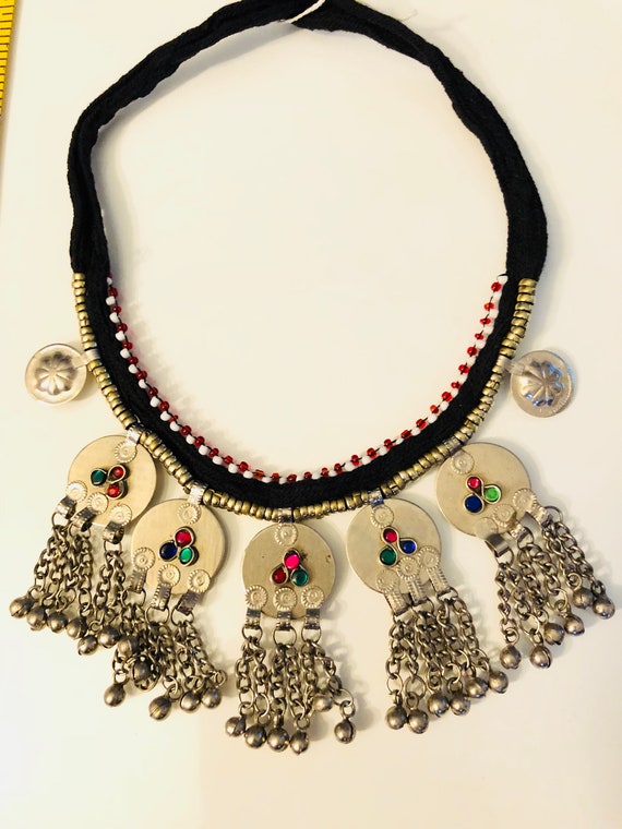 Afghan massive pendant necklace - boho tribal nec… - image 1