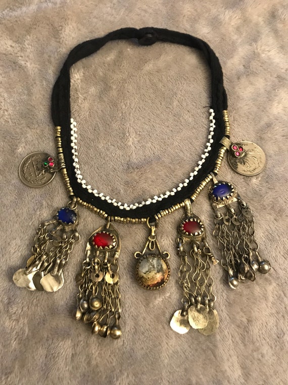 Afghan massive pendant necklace - boho tribal nec… - image 3