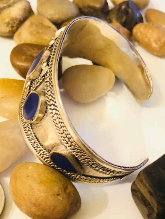 Afghan Kuchi Cuff Bracelet- Lapis Lazuli Stone Je… - image 3