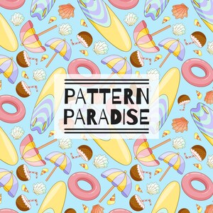 Summer Seamless Repeat Pattern For Fabric Sublimation, Beach Repeating Fabric Design, Seamless Digital Pattern, Seamless File