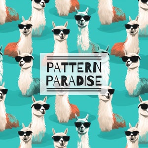 Seamless Pattern Llama Repeating Fabric Design | Instant Download Printable Alpaca Animal | Commercial License Fabric Sublimation