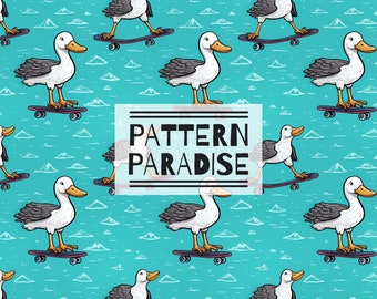 Seamless Pattern Silly Goose Repeating Fabric Design | Instant Download Printable Skateboard | Commercial License Fabric Sublimation