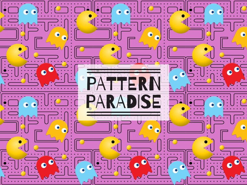 Pacman Seamless Repeat Pattern for Fabric Sublimation, 90s Repeating ...