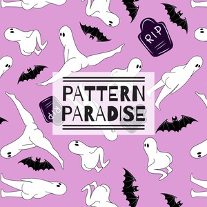 Booty Ghost Seamless Repeat Pattern For Fabric Sublimation, Halloween Repeating Fabric Design, Seamless Digital Pattern, Seamless File