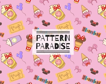 Seamless Pattern Magical Mouse Repeating Fabric Design | Instant Download Printable Summer Snacks | Commercial License Fabric Sublimation