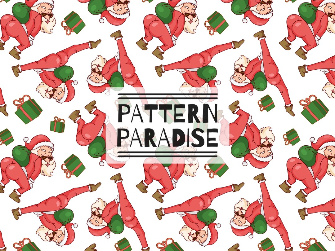 Booty Santa Seamless Repeat Pattern for Fabric Sublimation, Sexy Santa ...