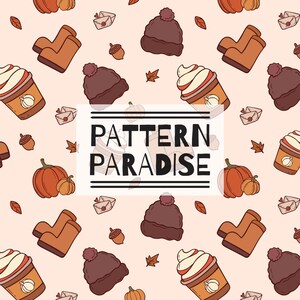 Seamless Pattern Fall Repeating Fabric Design | Instant Download Printable Autumn Pumpkin Spice | Commercial License Fabric Sublimation