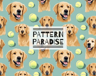 Seamless Pattern Golden Retriever Repeating Fabric Design | Instant Download Printable Cute Dog Dogs | Commercial License Fabric Sublimation