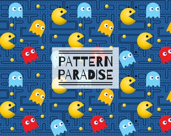 Pacman Seamless Repeat Pattern For Fabric Sublimation, 90s Repeating Fabric Design, Seamless Digital Pattern, Seamless File