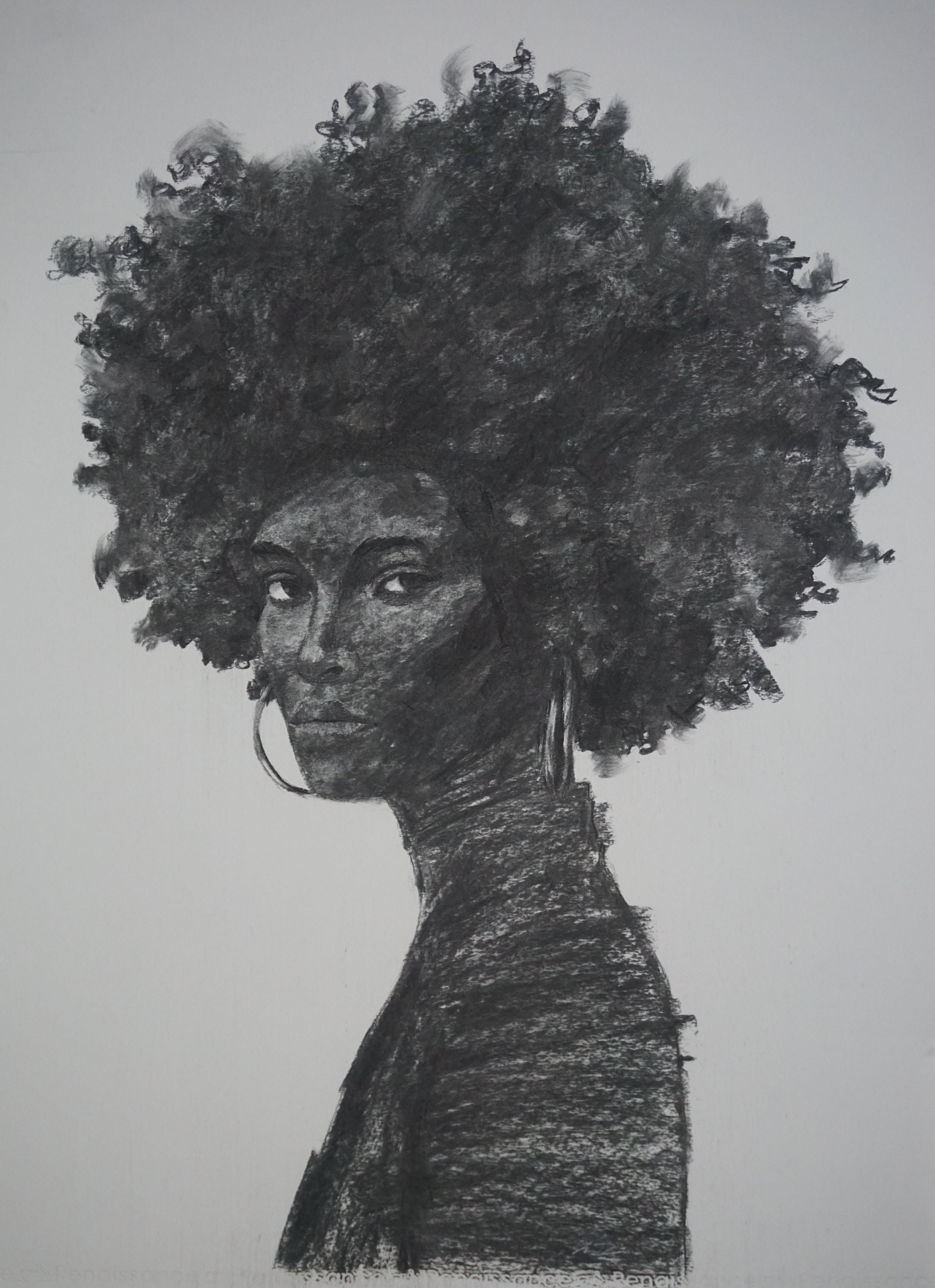 Charcoal Drawing on Paper Black and White Portrait Etsy