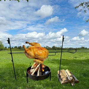 Large Spit Roast Rotisserie. Outdoor BBQ Cooking. Camping Bushcraft Cooking Equipment