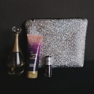 Silver makeup bag