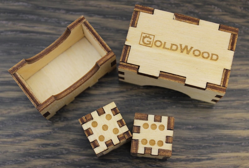 Wood dice set for board game accessories custom dice box Etsy