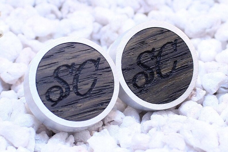 Personalized wooden cuff links for groom Engraving cufflinks for wedding with initials or date