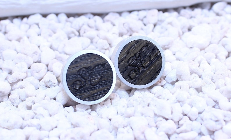 Personalized wooden cuff links for groom Engraving cufflinks for wedding with initials or date