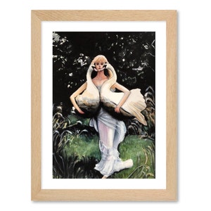 Girl and her swans. Art print