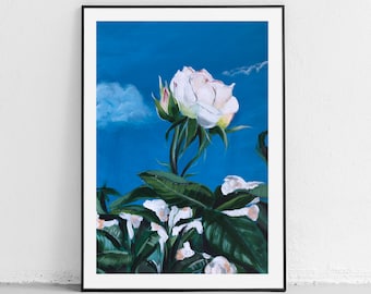 WHITE ROSE. Original acrylic painting