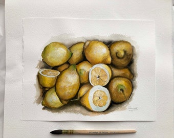 Lemons. Original watercolor painting