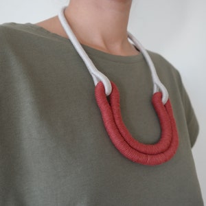 Balance / U - Terra cotta, Statement Modern Minimal Rope Necklace