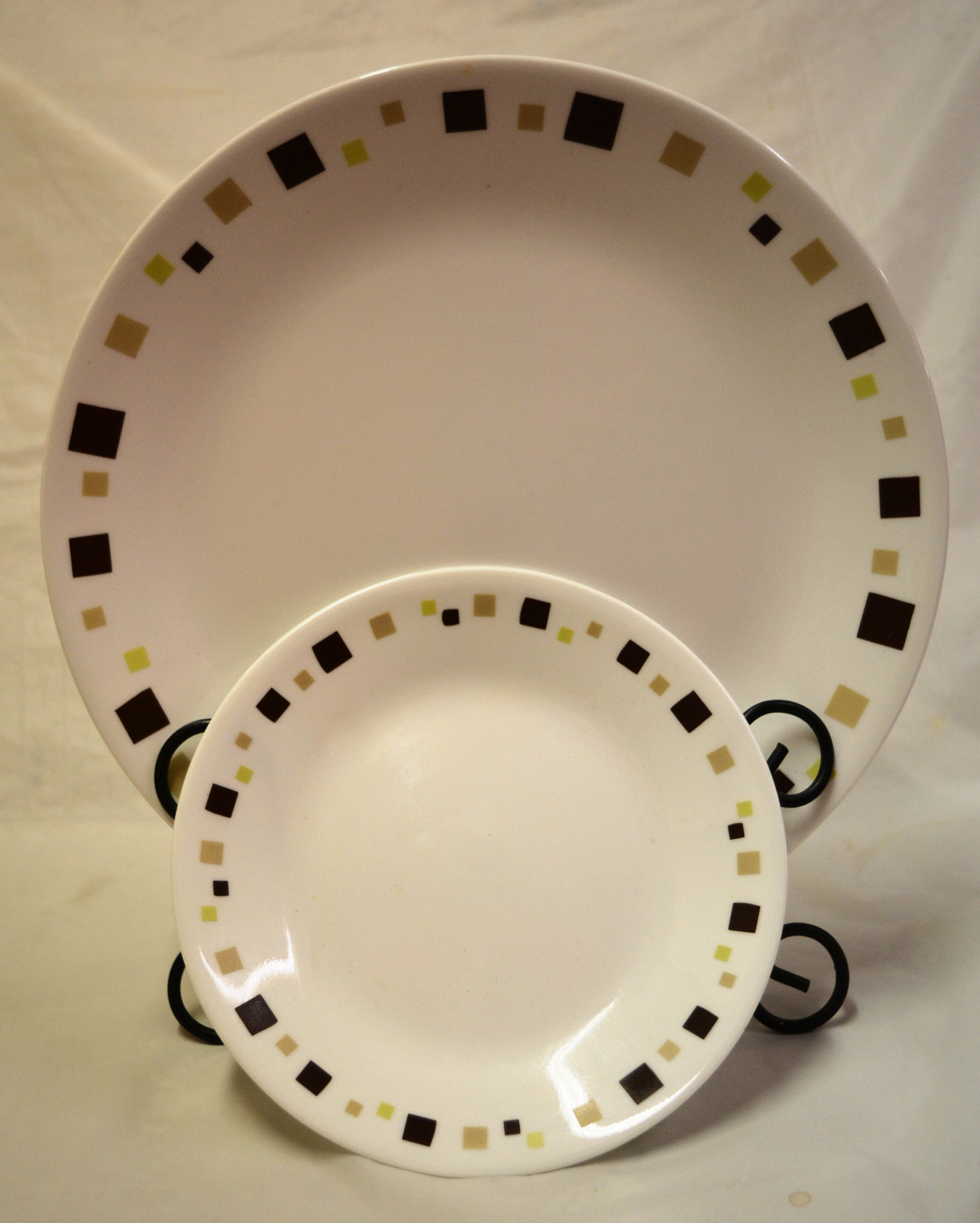 Corelle GEOMETRIC dinner plate and bread butter plate Brown Etsy