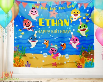 Baby Shark Backdrop Etsy