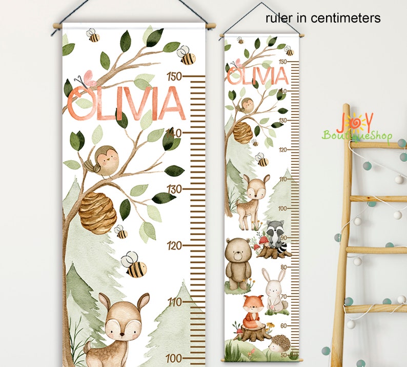 Girl Gift Child height ruler Kids Gifts Forest animals Growth Chart Height Chart Personalized Boy Growth Chart Fox growth chart