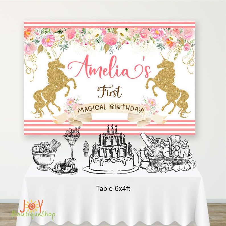 Photo Booth backdrop DIGITAL Backdrop Personalized Unicorn Backdrop Unicorn Party Backdrop