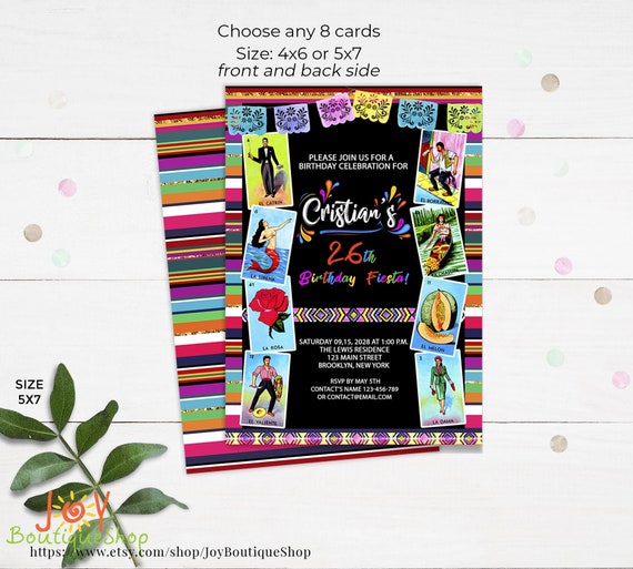 Loteria Birthday Party Invitation Fiesta Loteria Mexicana Invitation 