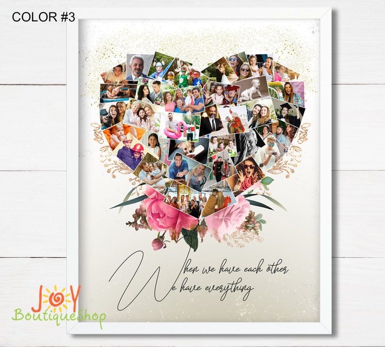 Heart Photo Collage Birthday Present Photo Collage Poster Etsy