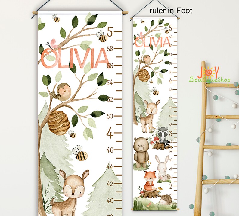 Girl Gift Child height ruler Kids Gifts Forest animals Growth Chart Height Chart Personalized Boy Growth Chart Fox growth chart