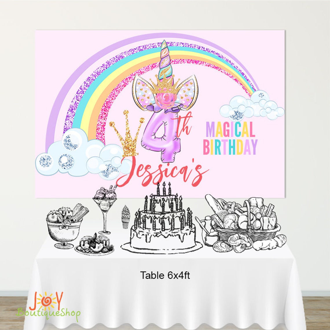 Unicorn Backdrop Unicorn Party Backdrop DIGITAL Backdrop Etsy
