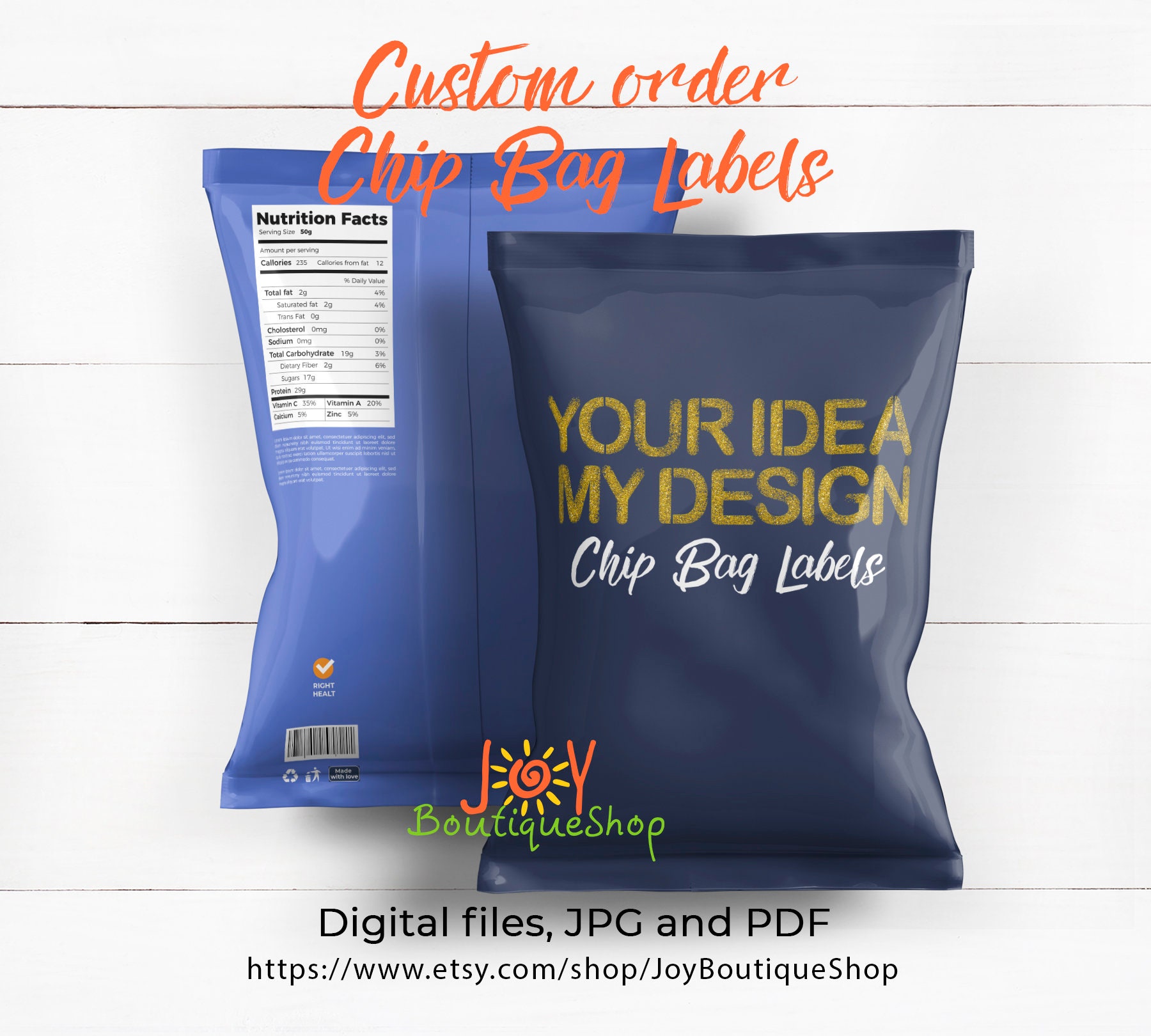 Custom order Chip Bag Labels Personalized Chip Bag Labels Etsy