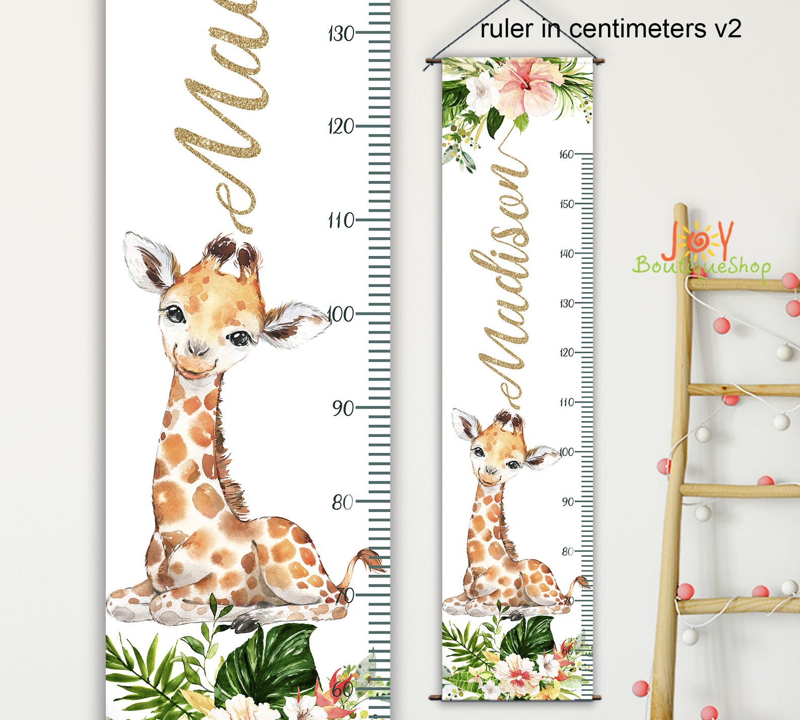 GIRAFFE Growth Chart Personalized Height Chart Canvas Growth | Etsy