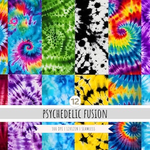Tie Dye Digital Paper - 12 Designs - SEAMLESS PATTERNS - Digital Backgrounds - Sublimation - Instant Download Commercial Use