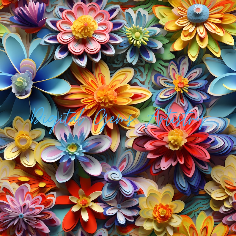 3D Floral Medley Digital Paper - 6 Designs - SEAMLESS Patterns - 3d ...