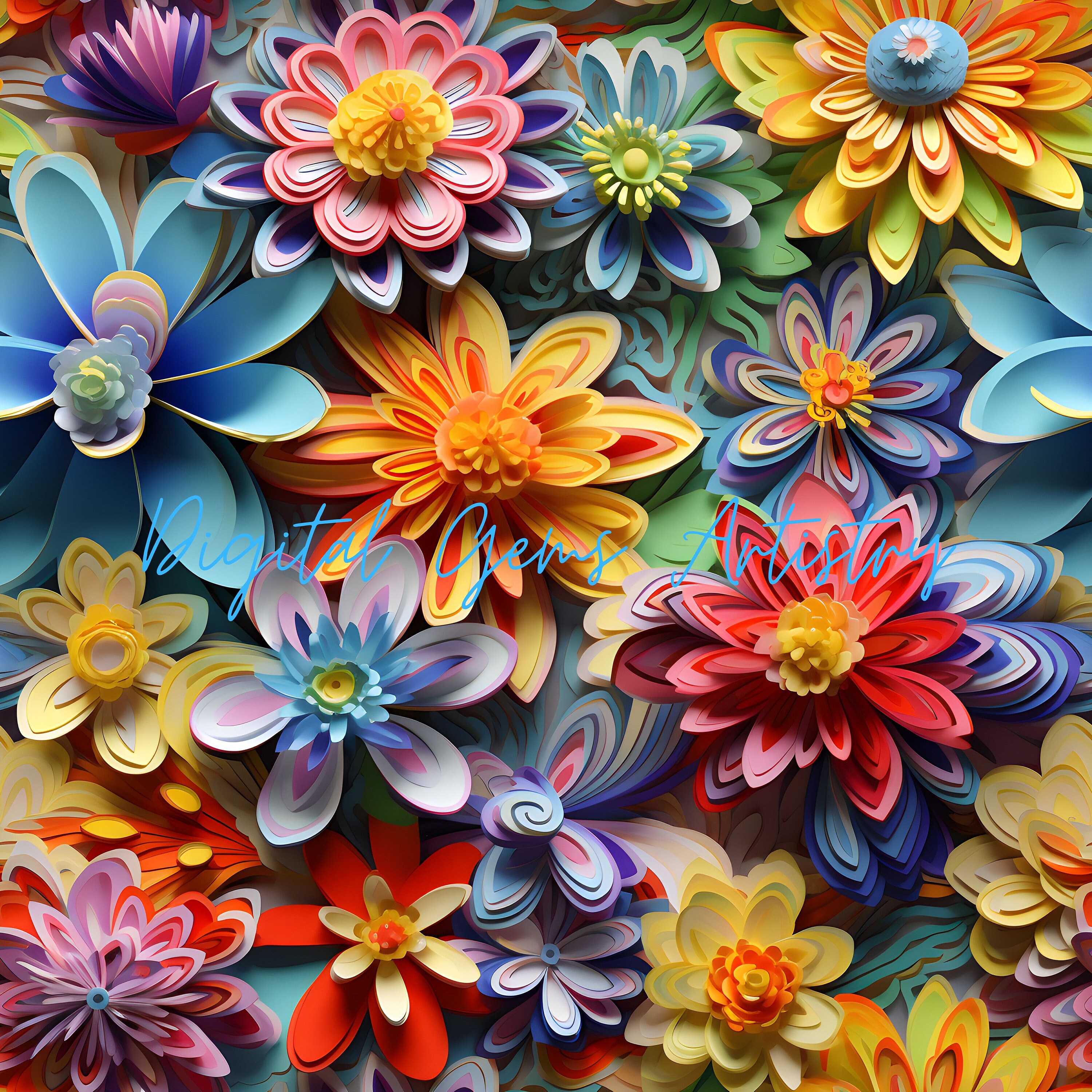 3D Floral Medley Digital Paper - 6 Designs - SEAMLESS Patterns - 3d ...