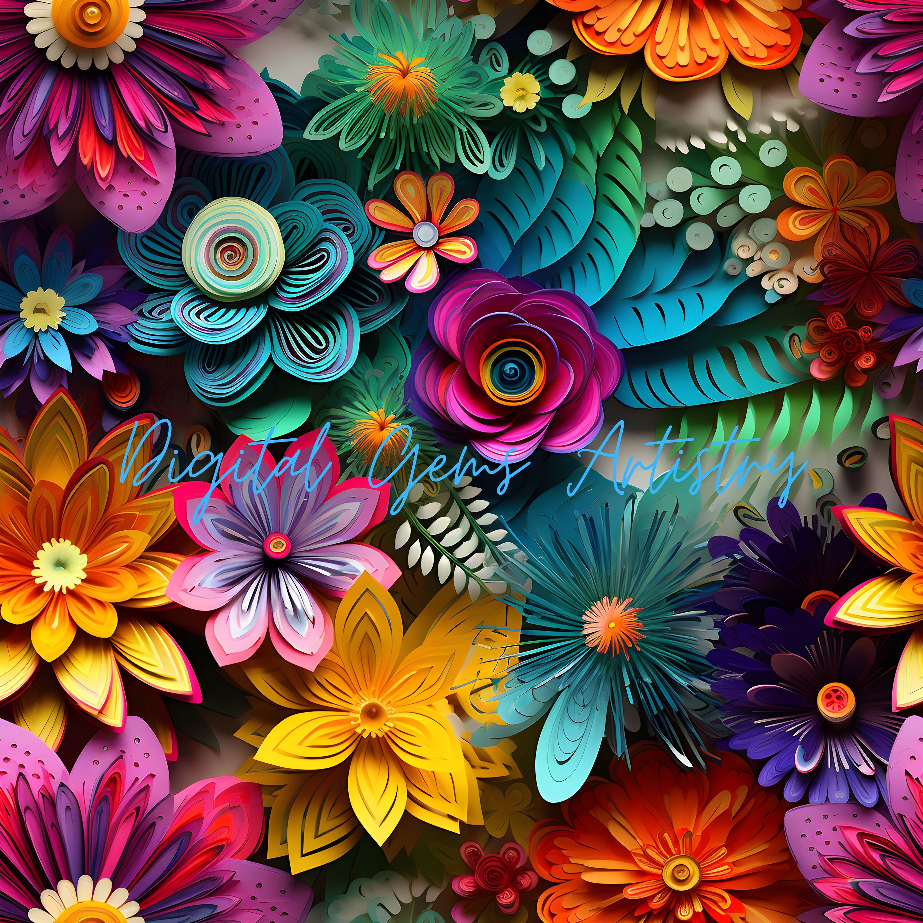 3D Floral Medley Digital Paper - 6 Designs - SEAMLESS Patterns - 3d ...