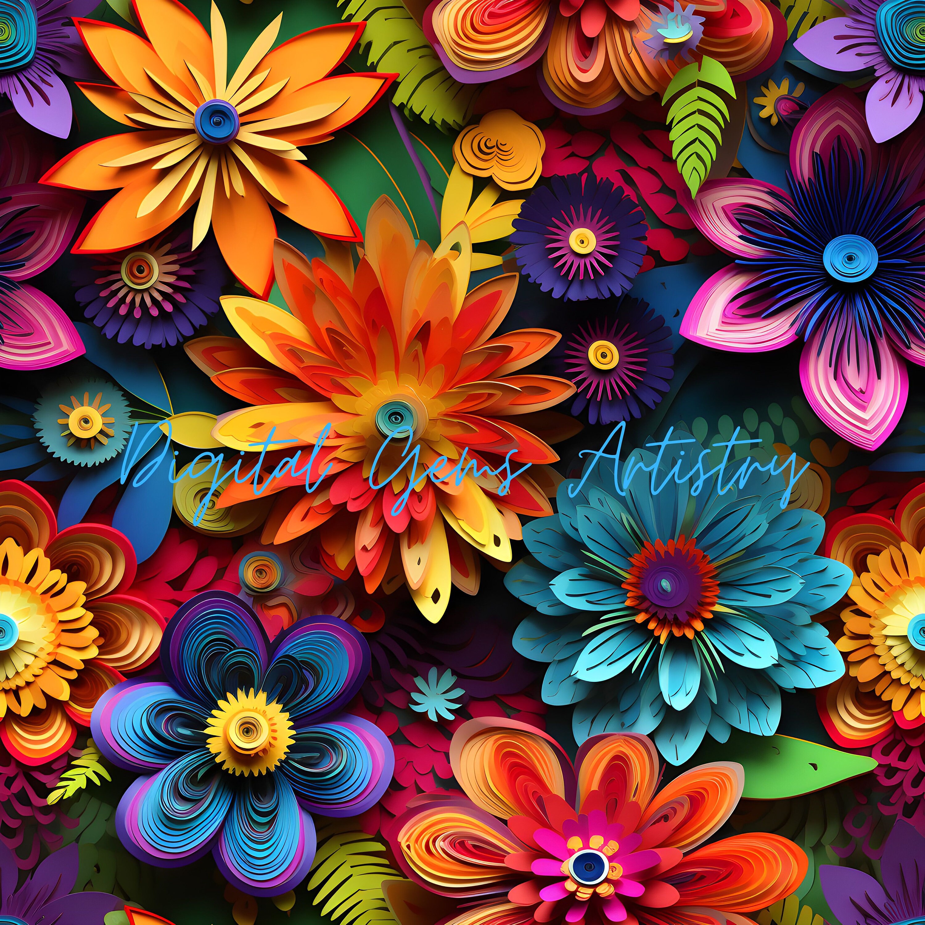 3D Floral Medley Digital Paper - 6 Designs - SEAMLESS Patterns - 3d ...