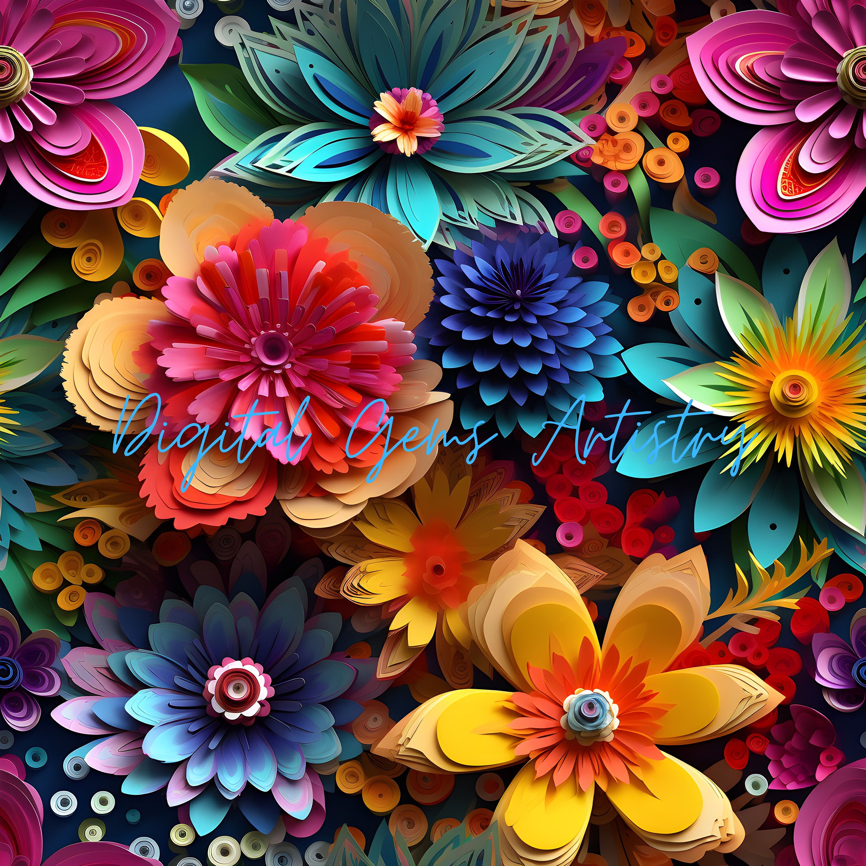 3D Floral Medley Digital Paper - 6 Designs - SEAMLESS Patterns - 3d ...