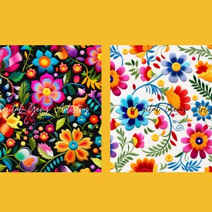 Mexican Embroidery Flowers Digital Paper - 12 Designs - SEAMLESS ...