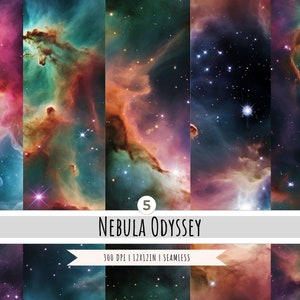 Orion Nebula Digital Paper 5 Designs SEAMLESS Pattern Instant Download Outer Space Background Sublimation Art Print 300 dpi Commercial Use