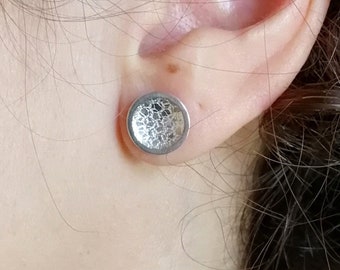 Boucles d'oreilles pour femme en argent massif - Elément rond 11 mm - Bijou fait main en France.