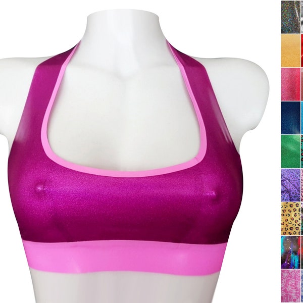 XS-3XL Glitter/pattern latex halter top