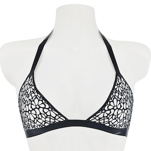 XS-3XL Lateksowy koronkowy top bikini typu halter